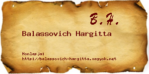 Balassovich Hargitta névjegykártya